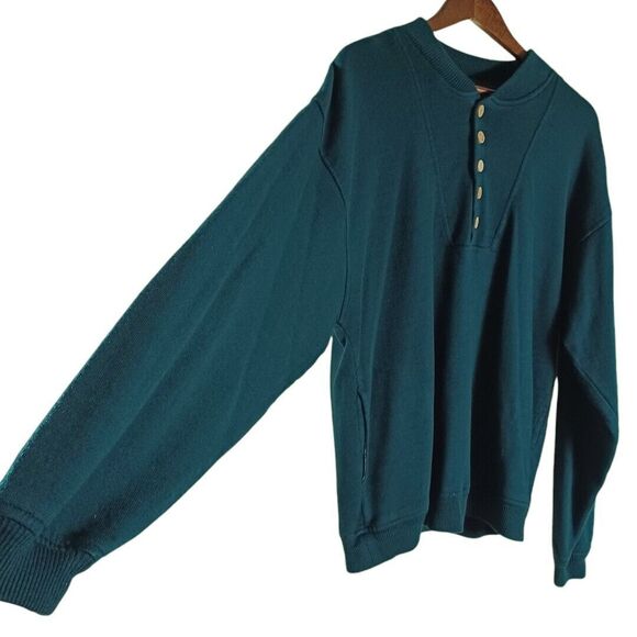 Grand Banks Performance Mens Green Wood Buttons Sweater Pullover Long Sleeve XL - Picture 3 of 8